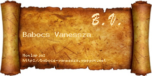 Babocs Vanessza névjegykártya